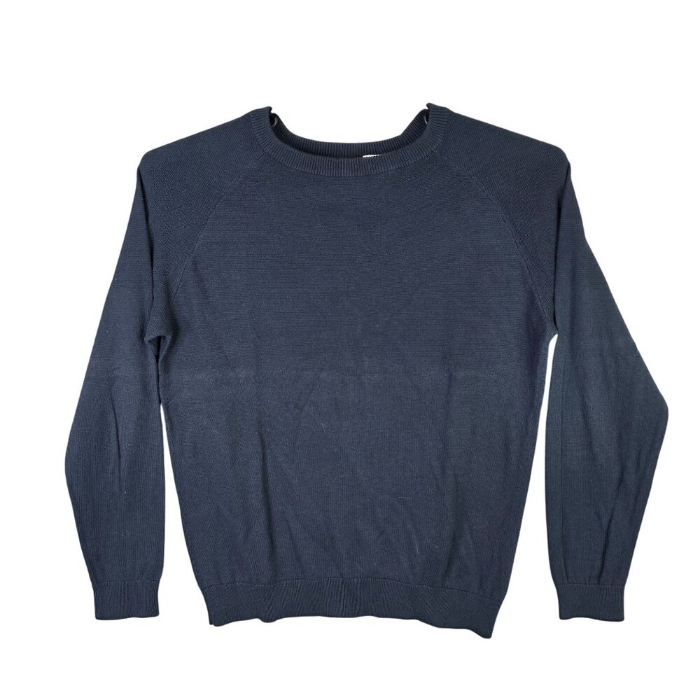 Mens Royal Class Navy Blue Knit Sweater Cotton Blend Long Sleeve Crew Neck L